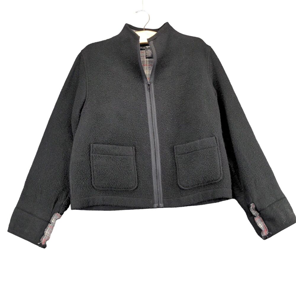 Norton Studio Petites Womens Wool Blend Full Zip Jacket SZ PM Black Plaid Lined